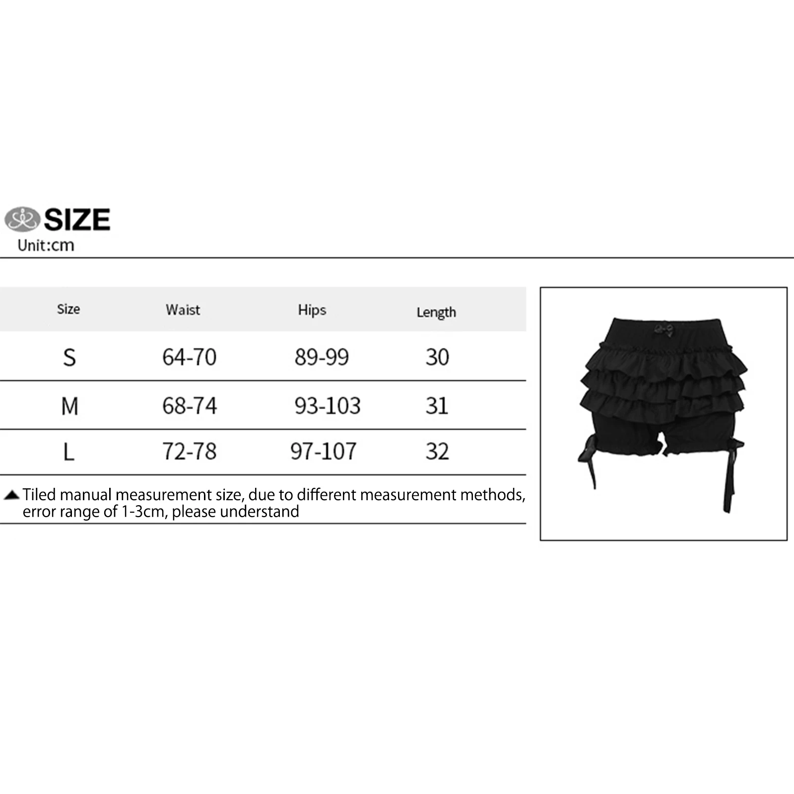 Dourbesty Pantaloncini Bloomer neri gotici estivi da donna Pantaloncini a strati con volant in vita elastica Pantaloni estetici a vita alta Harajuku