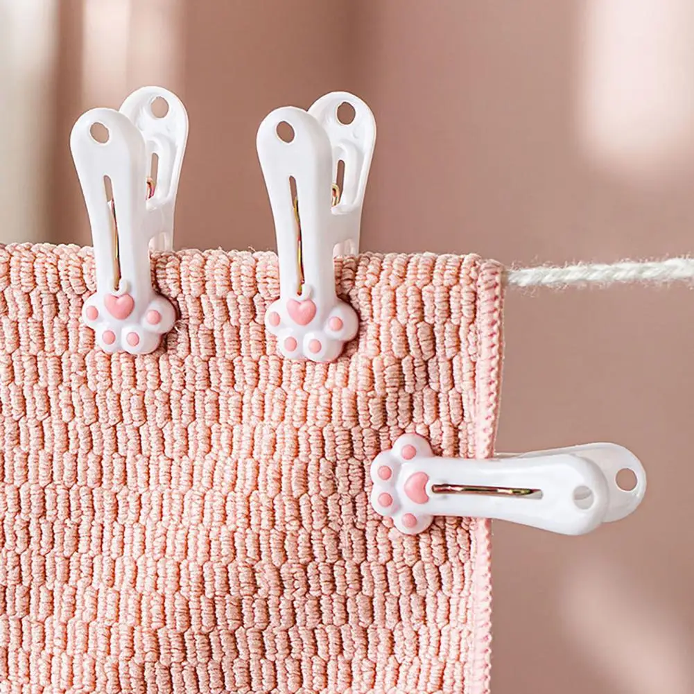 Laundry Clothespins for Drying Clothes Heavy Duty Plastic Clips with Strong Springs 12pcs Cute Cat Paw Drying Clips for Socks