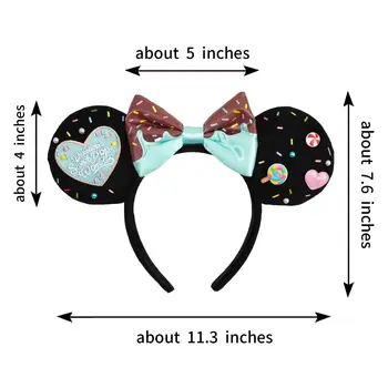 Roztomilá čelenka s ušima Minnie Mickey Mouse pro ženy, MŮJ PRVNÍ VÝLET DO DISNEY, dětská čelenka s flitry a mašlí do vlasů, dívčí doplňky do vlasů 10 nejlepší prodej Čelenka s ušima Minnie Mouse - №4