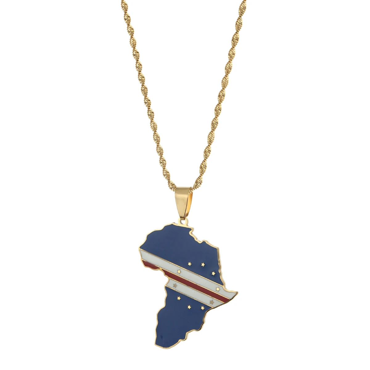 Collares con colgante de bandera de África y Cabo Verde, joyería de Color dorado
