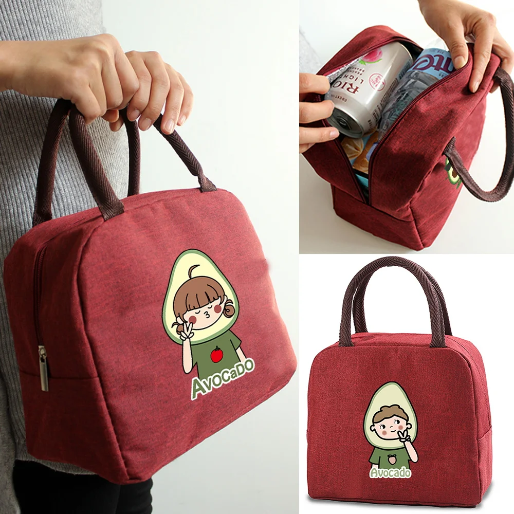 

Avocado Printed Insulated Lunch Bag Insulated Refrigerated Bag Cold Food Beverage Box Dinner Large Square Refrigerated Bag