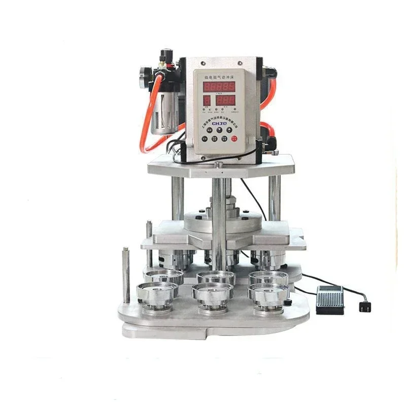 Pneumatic Badge Machine with 6PCS 58 75 55 50 44 37 32 25MM Mould For Magnet And Pin Button Semi-Automatic Pressing Hot sales