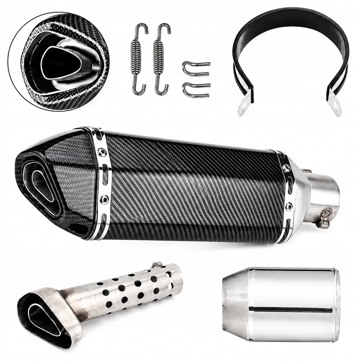 Uniwersalny tłumik wydechowy do motocykla 51MM, reduktor hałasu, do pitbike'a, motocrossu, Piaggio, Cafe Racer, Trk, PCX 125, 502, TMAX