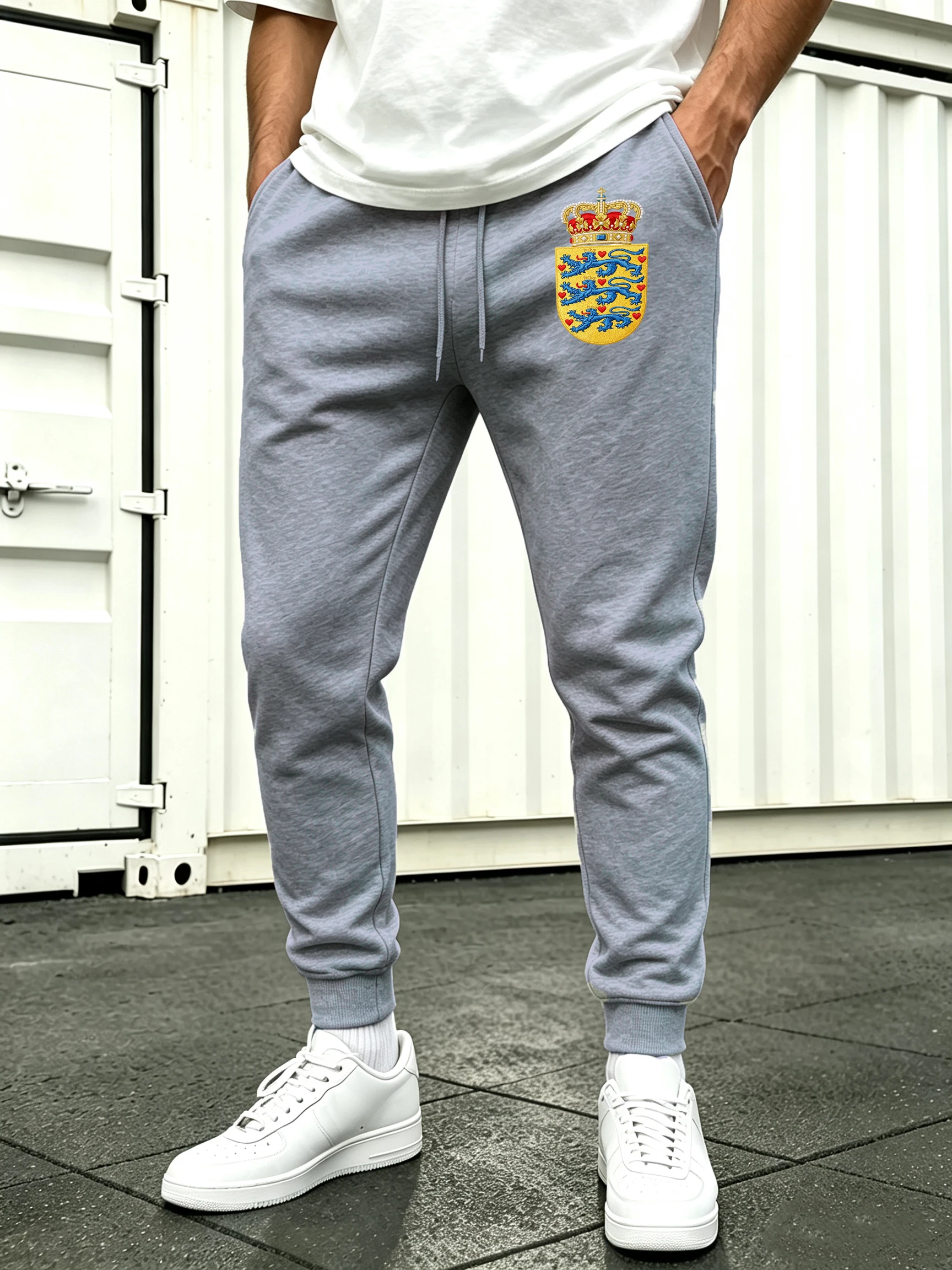 Denmark Printing Autumn All-Match Long Pants Man'S Fleece Warm Sweatpants Sports Drawstring Britches Jogging Multicolor Bottoms