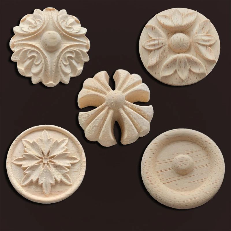 Wood Carving Onlays Appliques Wood Figurines Decor Living Room Home Decor Furniture Wood Decoration Wood Decal Vintage Figurines