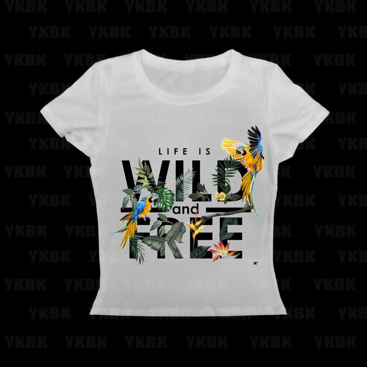 

Женские топы и футболки с принтом «Жизнь дика и свободна» с изображением попугаев-корелл и надписями, повседневные футболки из ткани с принтом в стиле High Street