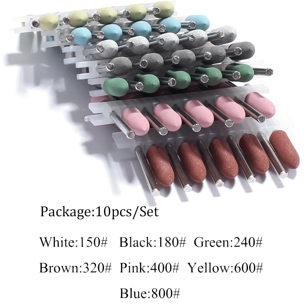 Forets à ongles en caoutchouc et Silicone, tampon rotatif, fraise électrique pour manucure, accessoires, outil de polissage des pieds, 10 pièces