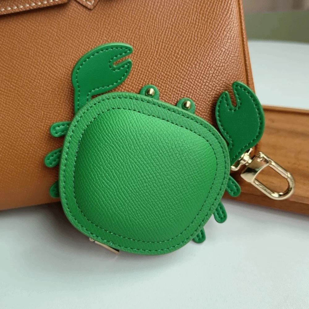 Creative Cartoon Crab Coin Purse Keychain Cute Zipper Crab PU Leather Pendant Small Purse Backpack Hanger Earphone Bag Female
