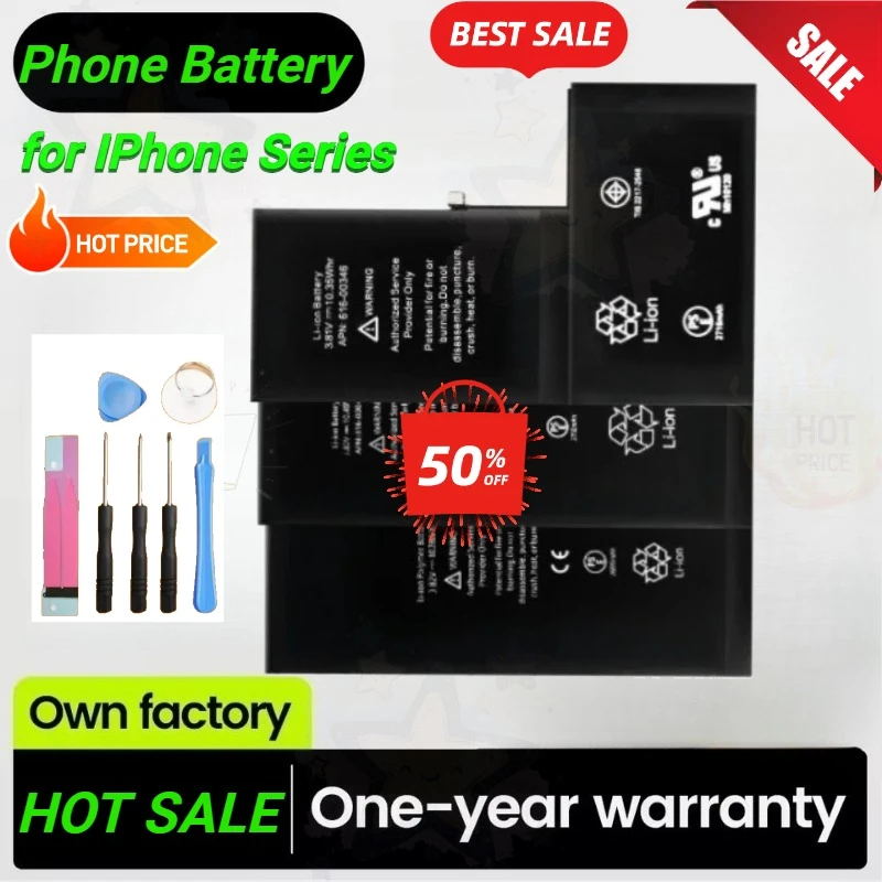 Replacement Phone Battery for IPhone 14 13 12 11 Pro Max X XS XR XSMAX 5S 6 6S 7 8 Plus 7p  Capacity Battery for Apple Bateria
