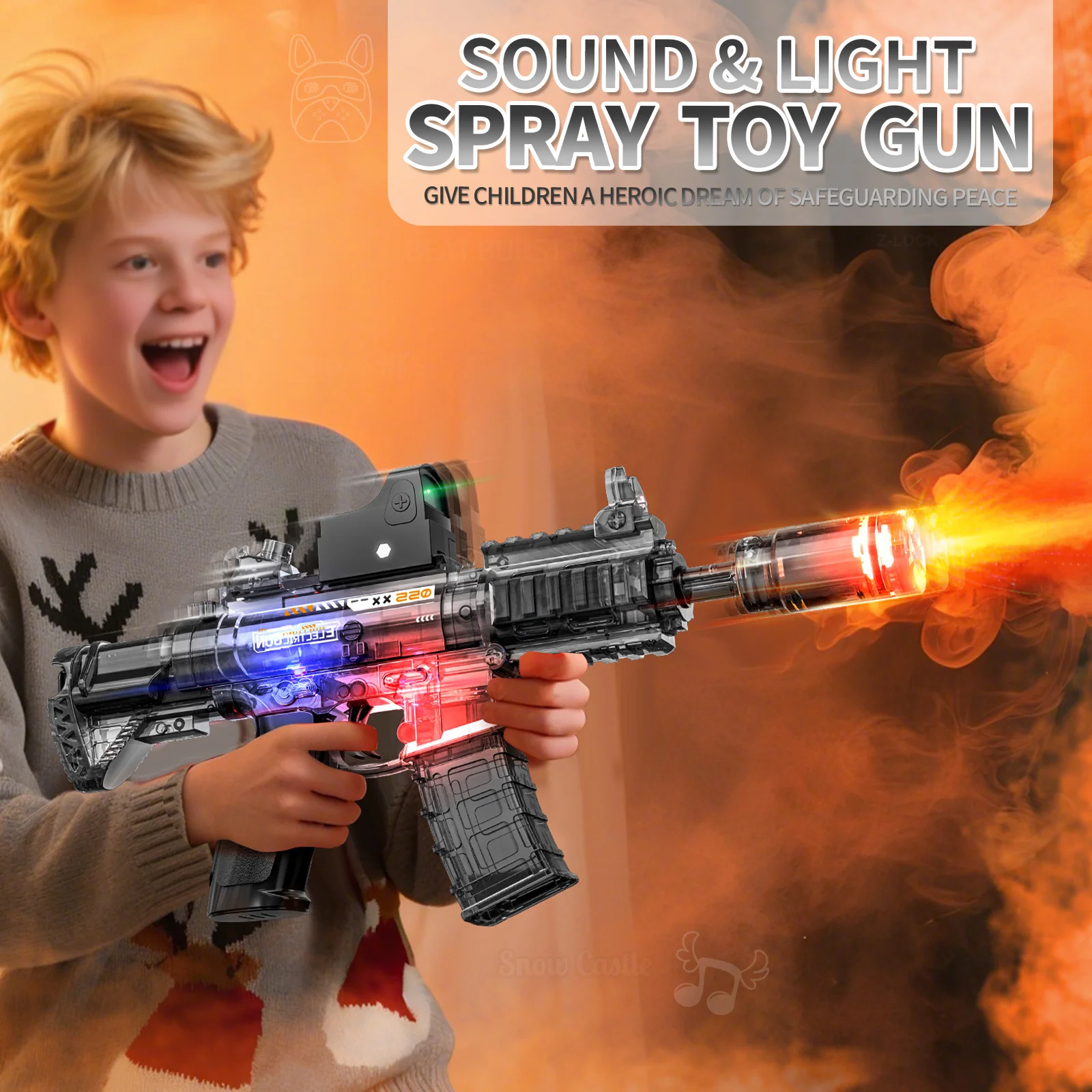 Nieuw elektrisch spuitspeelgoedpistool met geluidslicht Cool Spray Water Fighting simuleert geluidseffect Machinepistool Kinderspeelgoedcadeau