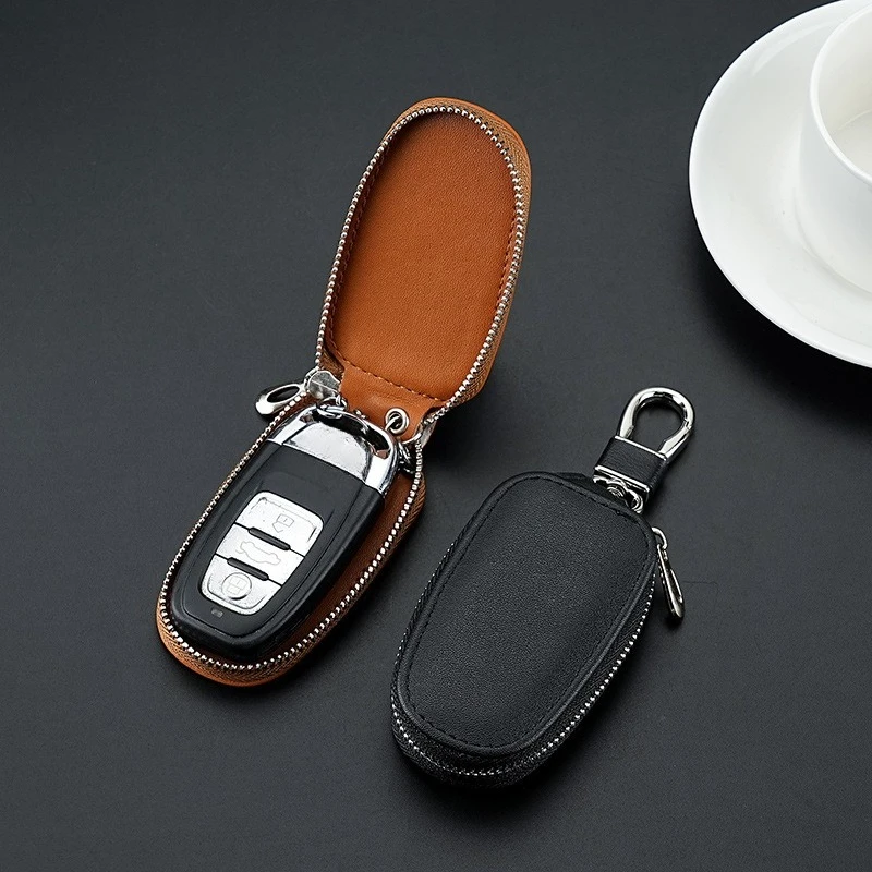 PU Leather Car Key Holder for Men Car Key Wallet Zipper Key Case Organizer Car Keychain Covers