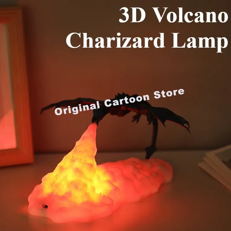 

Hello Kitty Sanrio Kuromi 3D Volcano Charizard Lamp Rocket Light Ornaments Cartoon Led Room Atmosphere Night Light Child Gift