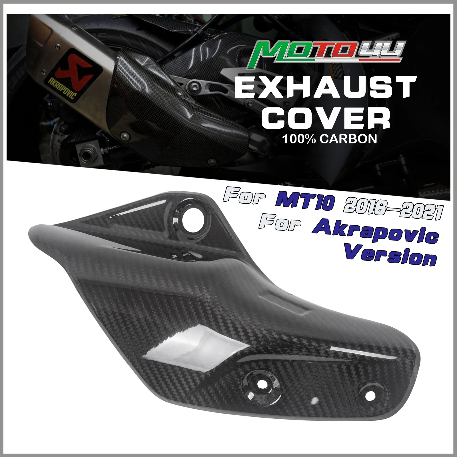 

For Yamaha MT10 FZ-10 2016 2017 2018 2019 2020 2021 100% Carbon Fiber Exhaust Cover Muffler Heat Shield Fairing Motorcycle Parts