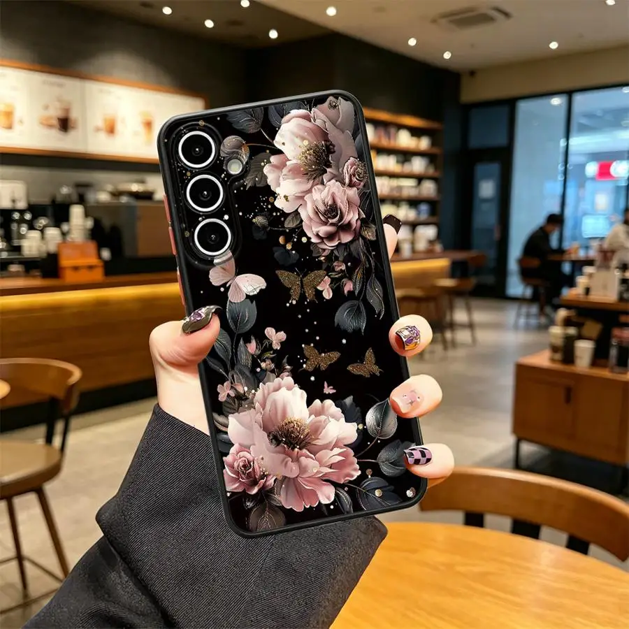 Case for Samsung Galaxy A56 A34 A52S A72 A16 A15 A14 A23 A73 A33 Phone Cover A36 A53 A35 A17 A52 A55 A54 Pink Floral
