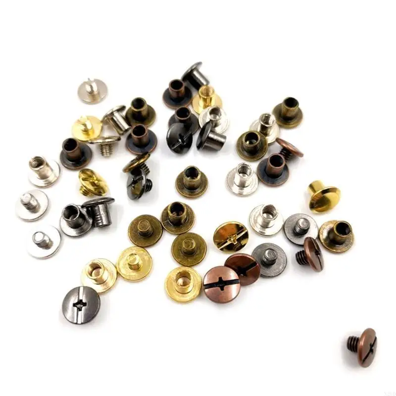 

100pcs Chicagos Screws Zinc Alloy M5x4mm Book Binding Rivets for Leather Bags Books Collars Backpacks Leashes Matte N2UD
