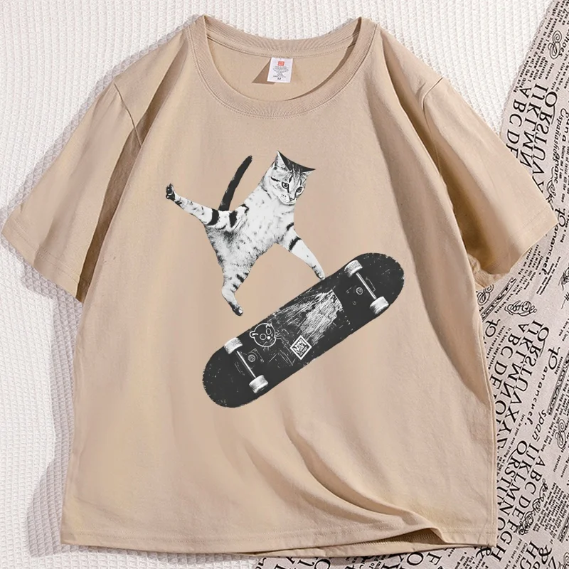 

Vintage Cat Graphic Tee for Skater Graphic T Shirts Cute Funny Kitten Cat Tshirt Soft Casual Unisex Streetwear Male Clothing