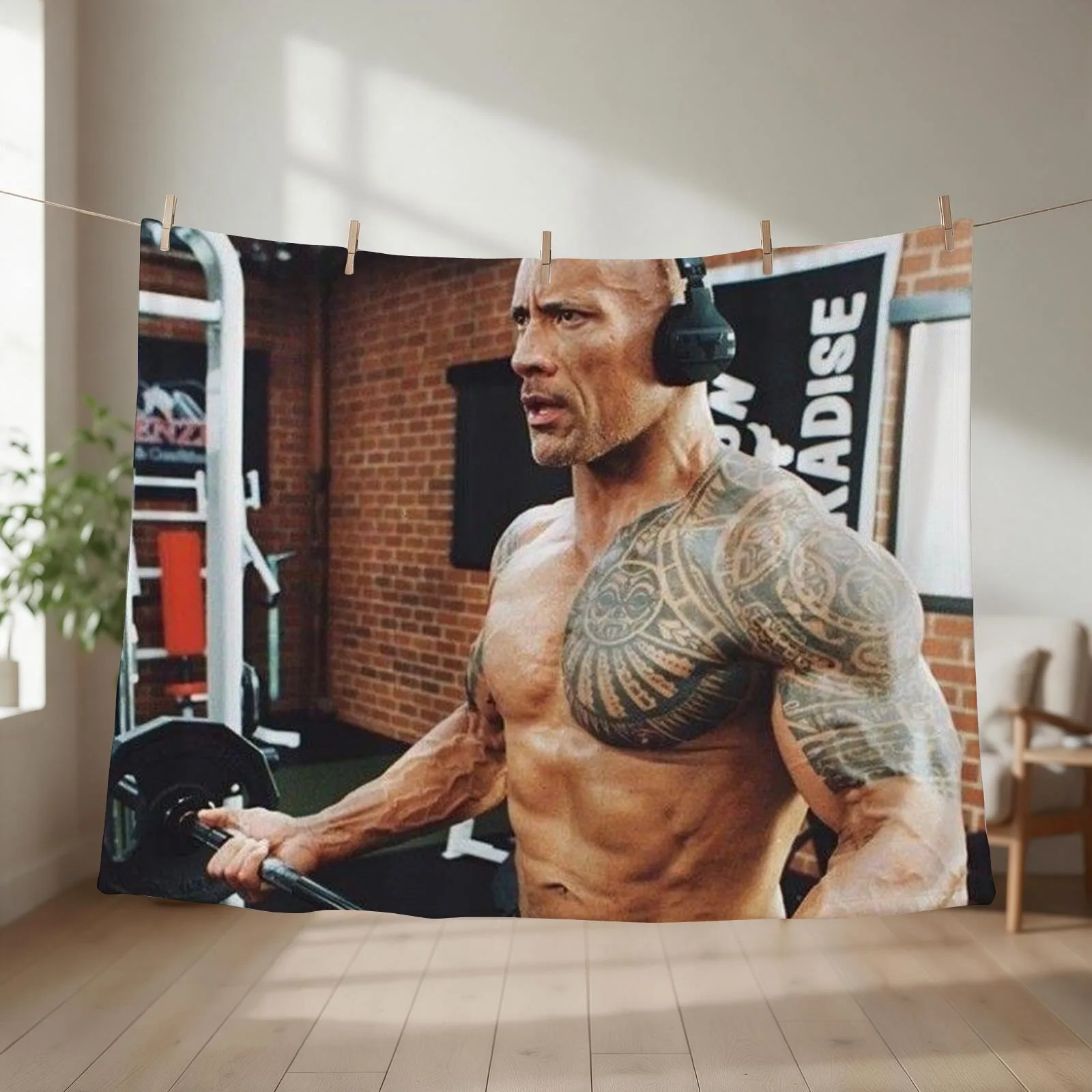 dwayne the rock johnson gym Throw Blanket