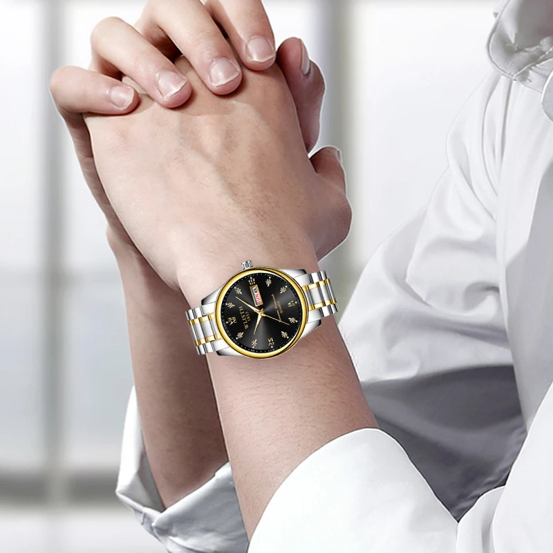 Новые модные мужские часы, кварцевые наручные часы, водонепроницаемые классические роскошные брендовые часы для мужчин, часы с ремешком из нержавеющей стали, reloj