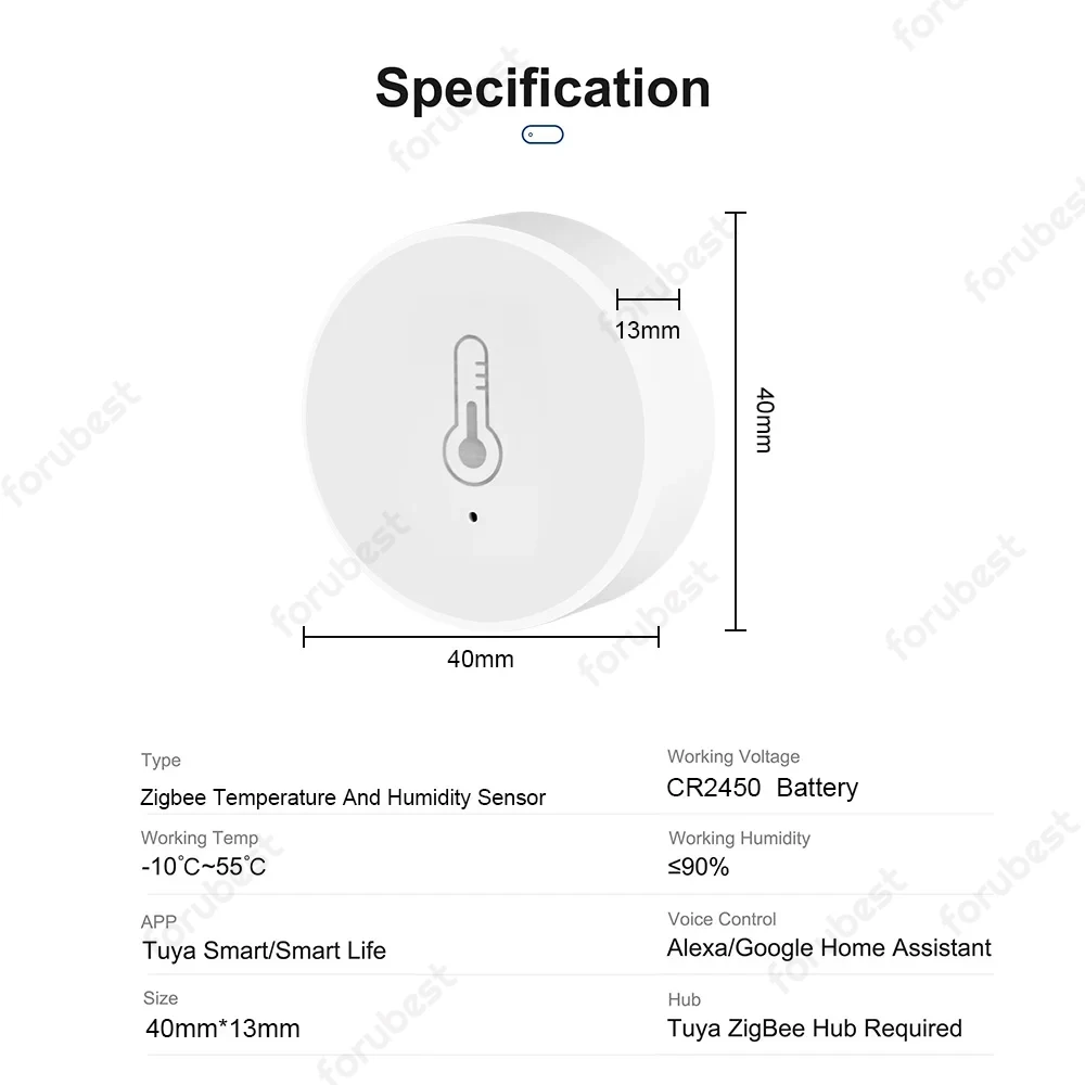 Tuya Zigbee Temperature And Humidity Sensor APP Remote Monitor For Smart Home Automation  Works With Alexa Google Assistant