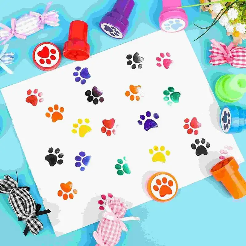 Small Stamps for Teachers Novelty Dog Paw Print Stamp 12X Funny Stationery Seal Cute Gathering Accessories for Educational