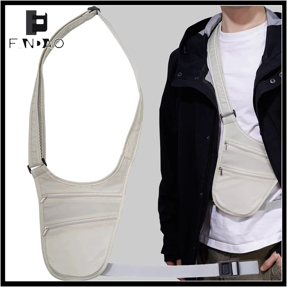 Men's Single-Shoulder Crossbody Bag Travel Invisible Anti-Theft Waist Pack Adjustable Waterproof Waist Pouch for Running Hiking