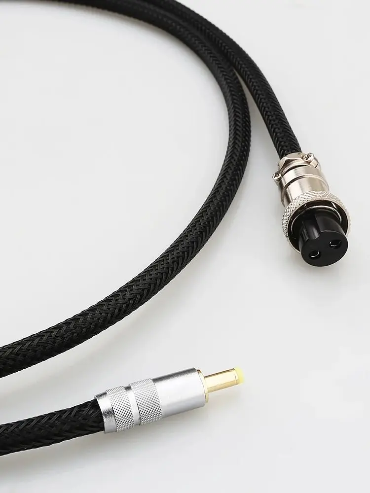 Câble de alimentation linéaire AC/DC pour amplificateur Phono, fil plaqué argent haut de gamme GX16-2 Pin vers 5.5*2.1mm/2.5mm 3.5*1.3mm