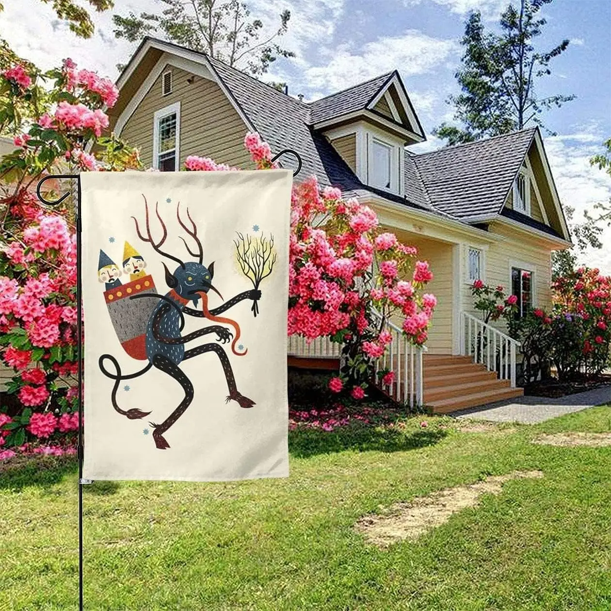 Krampus Art Christmas Folklore Themed Outside Decorations Welcome Party Ornament Garden Yard 28 X 40in flag