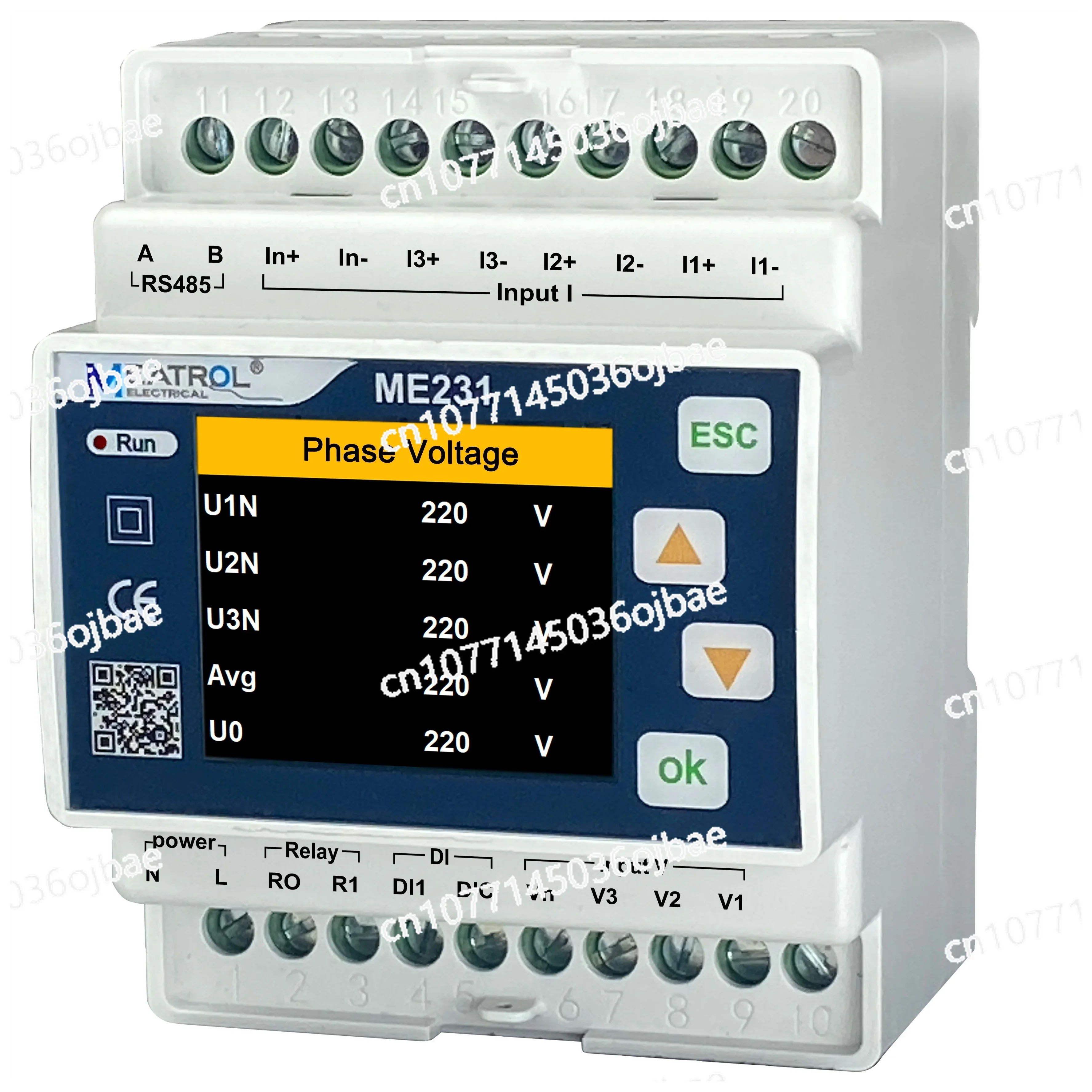 RS485 Modbus RTU Energy Meter Rogowski Coil 333mV Split Core CT Connection