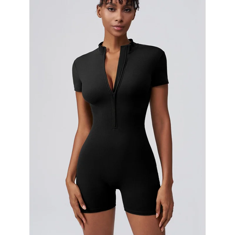 

Spring 2026 Women's Fitn Jumpsuit High Waist ort Pants Yoga Suit Zipper Tight Bla Versatile Outerwear Gym Suit