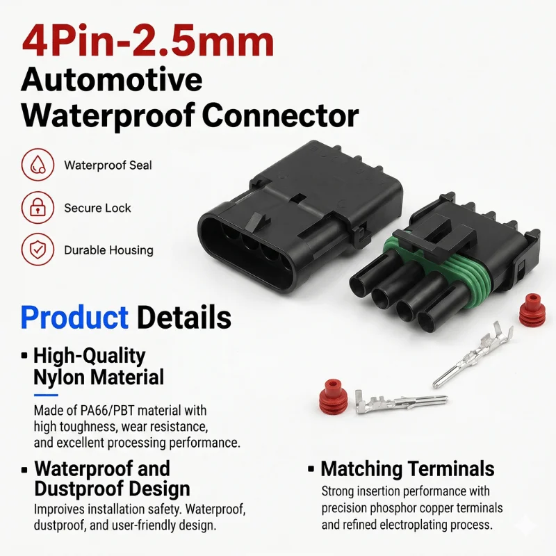 IP67 4Pin 2.5mm GM Weather Pack Waterproof Automotive Connector Male Female Plug Socket Kit DJ3042Y-2.5-11/21 Auto Marine