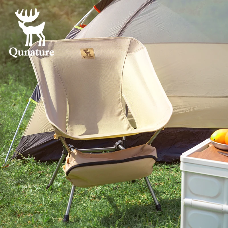 Qunature Camping Folding Chair 120KG Bearing Aluminium Ultralight Moon Chair High Quality Fishing Picnic Beach Leisure Chair