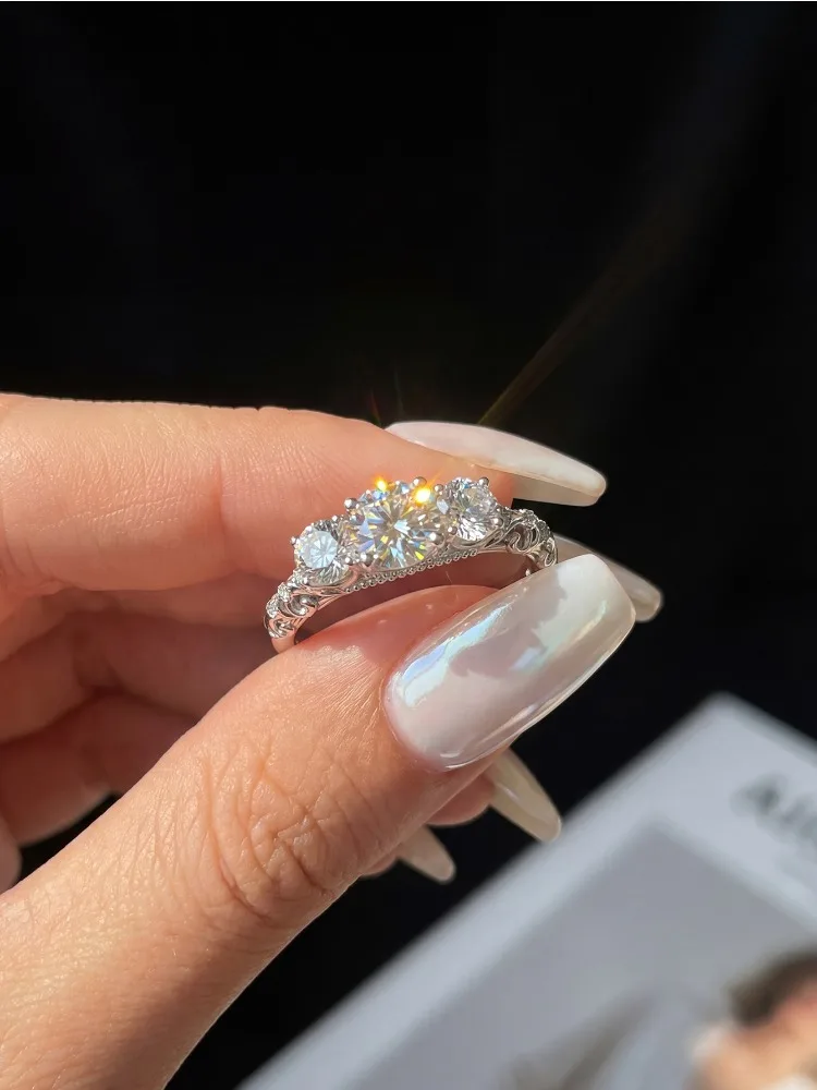 Wunderschöne 0,5CT Moissanit-Diamant Vollrunde Verlobungsringe für Damen, Hochzeit, Jahrestag, Luxus-Modeschmuck – Detail 4