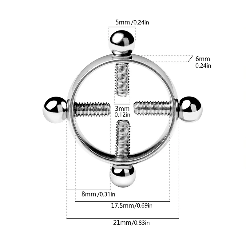 زوج واحد من مشابك الحلمة المتقاطعة المصنوعة من الفولاذ المقاوم للصدأ - مشابك قابلة للتعديل بدون ثقب، مجوهرات للجسم القوطي للرجال والنساء