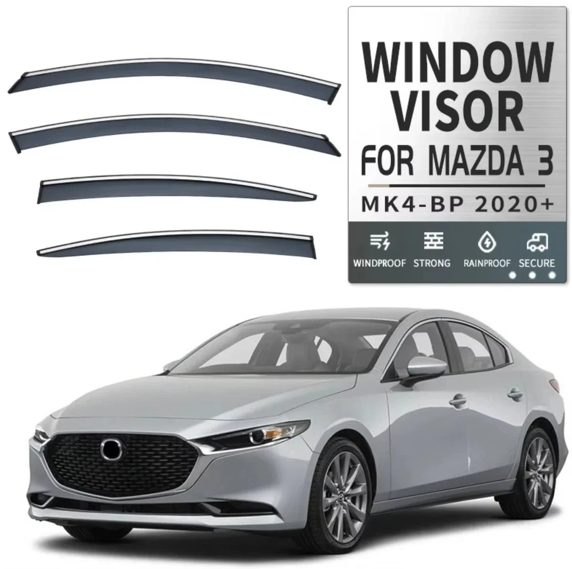 

Для Mazda 3 bp 2020 + ветрозащитные дефлекторы, защита от дождя, дверной козырек, вентиляционные шторы, оконный козырек, автомобильные аксессуары