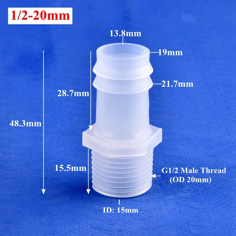 G1/2 "3/4" Buitendraad 4 ~ 25mm Directe Connector Aquarium Tank Slang Gezamenlijke Tuin Irrigatie water Buis Barb Joint 5 ~ 200 stks/partij