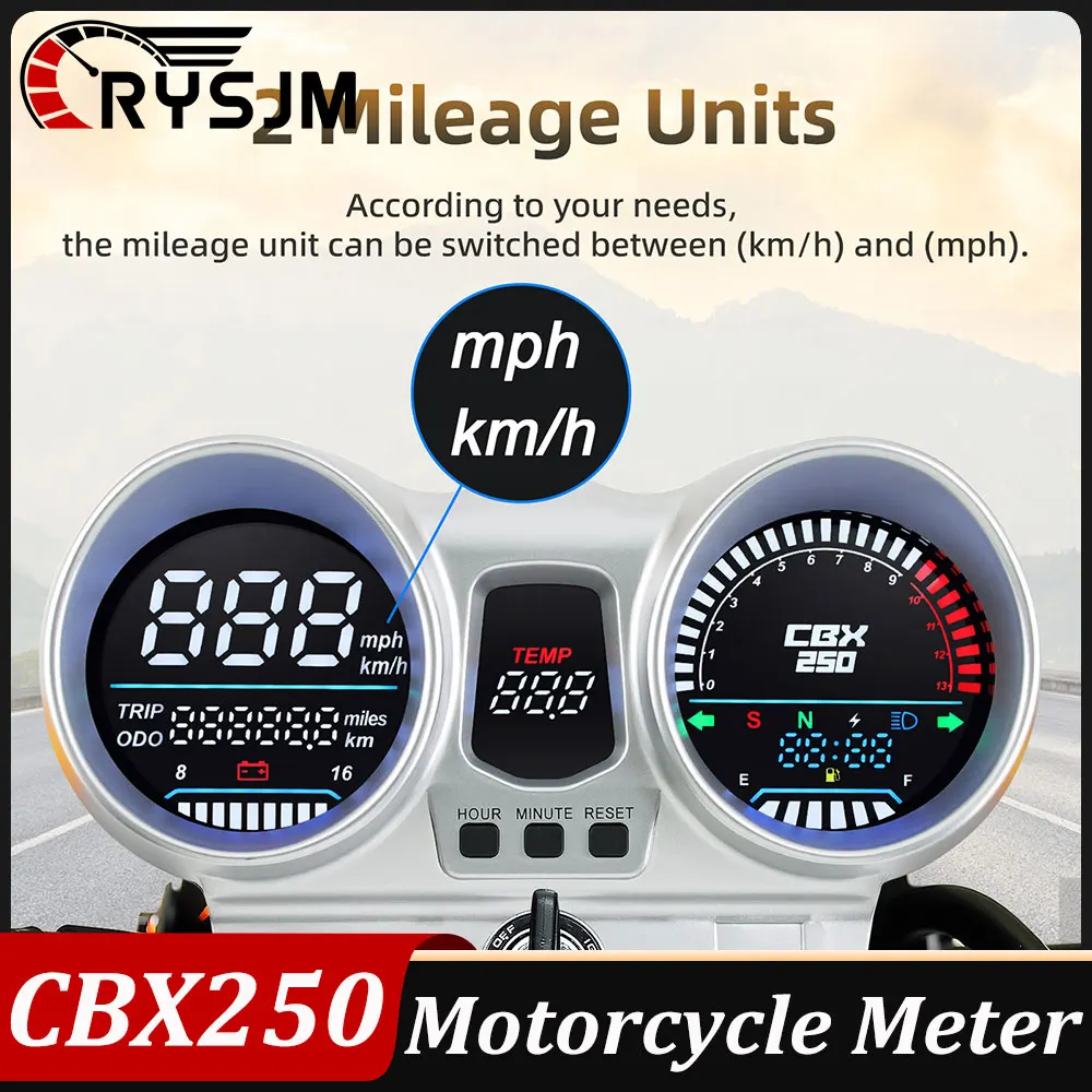 

D CBX250 CBF250 Twister 2001-2008 Мотоциклы Спидометр KMH MPH Тахометр Датчик Одометр ЖК-дисплей Измеритель скорости для Honda