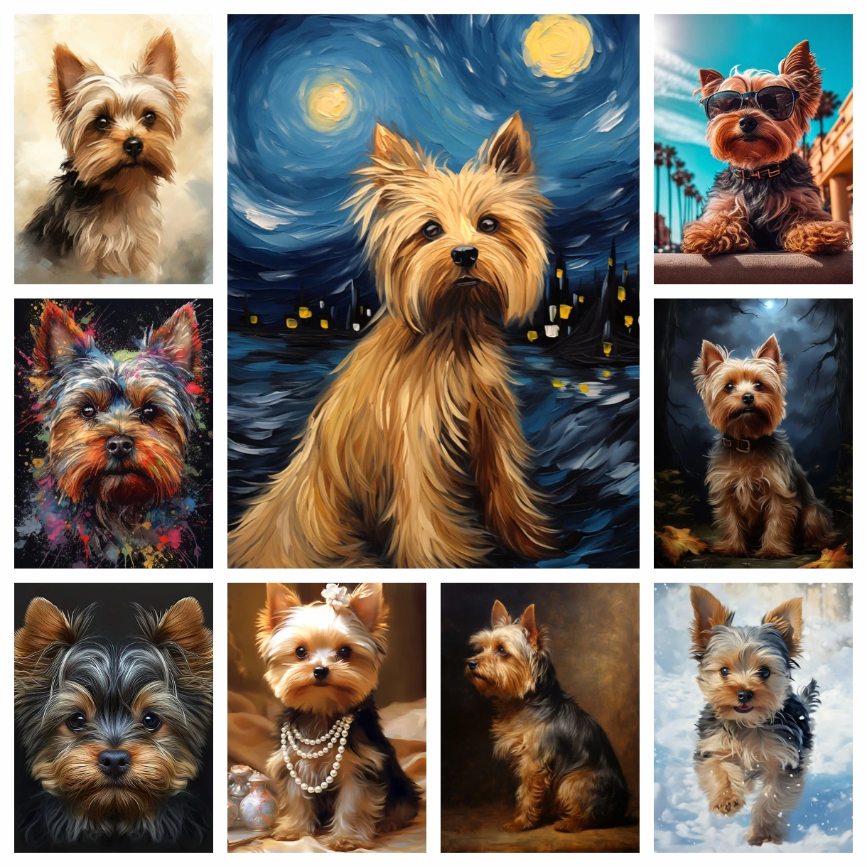 

Йоркширский терьер 5D комплект алмазной живописи милый щенок художественный портрет DIY Алмазная вышивка мозаика картина маслом домашний декор