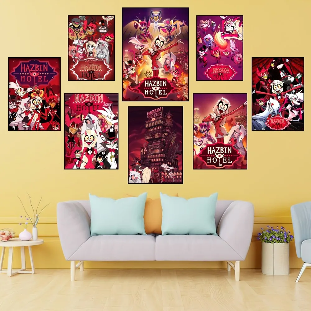 H-Hazbin Hotels Cartoon Poster Prints Wall Painting Bedroom Living Room Decoration Office Home