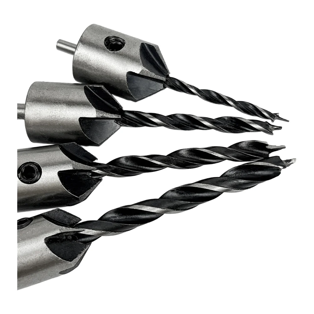 /4pcs /HSS /Countersink Drill Bits Set 3mm 6mm Adjustable Depth Spiral Flute For Woodworking Chamfer Milling Hole Making Tools K