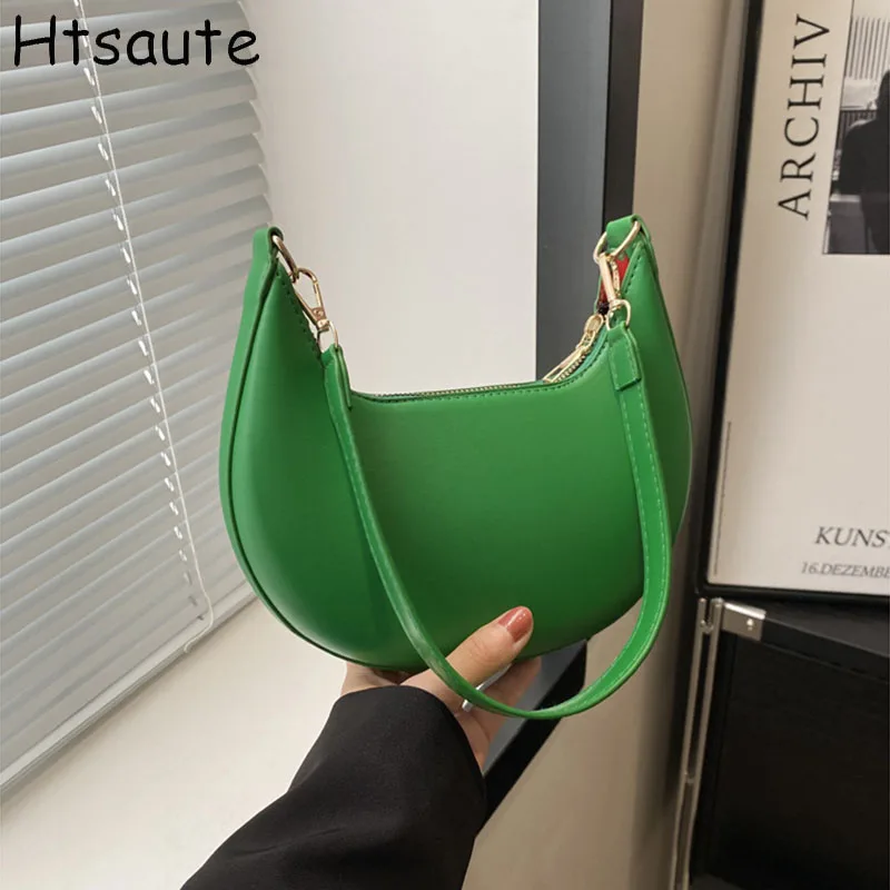 

All-match Elegant Underarm Bag Women PU Leather Crossbody Bags Trendy Shoulder Bag Mini Handbag with Zipper Closure bolsos mujer