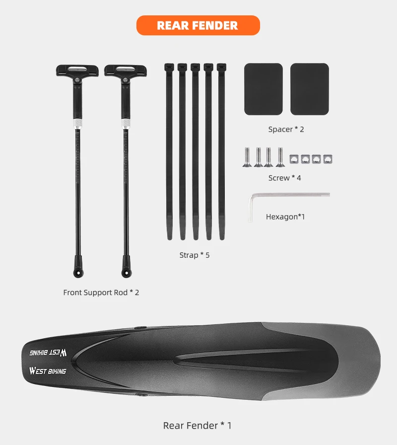 WEST BIKING Schnellspann-Fahrrad-Schutzblech-Set 8cm Verbreitert Höhenverstellbar Doppelhalterung Für 26 27,5 29 Zoll MTB Schutzblech – Detail 15