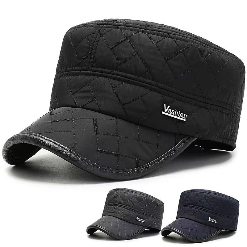A++ Men's Hat Old Man's Black Duckbill Hat Winter Ear Protection Lei Feng Hat Cotton Hat Middle-Aged and Elderly Hat