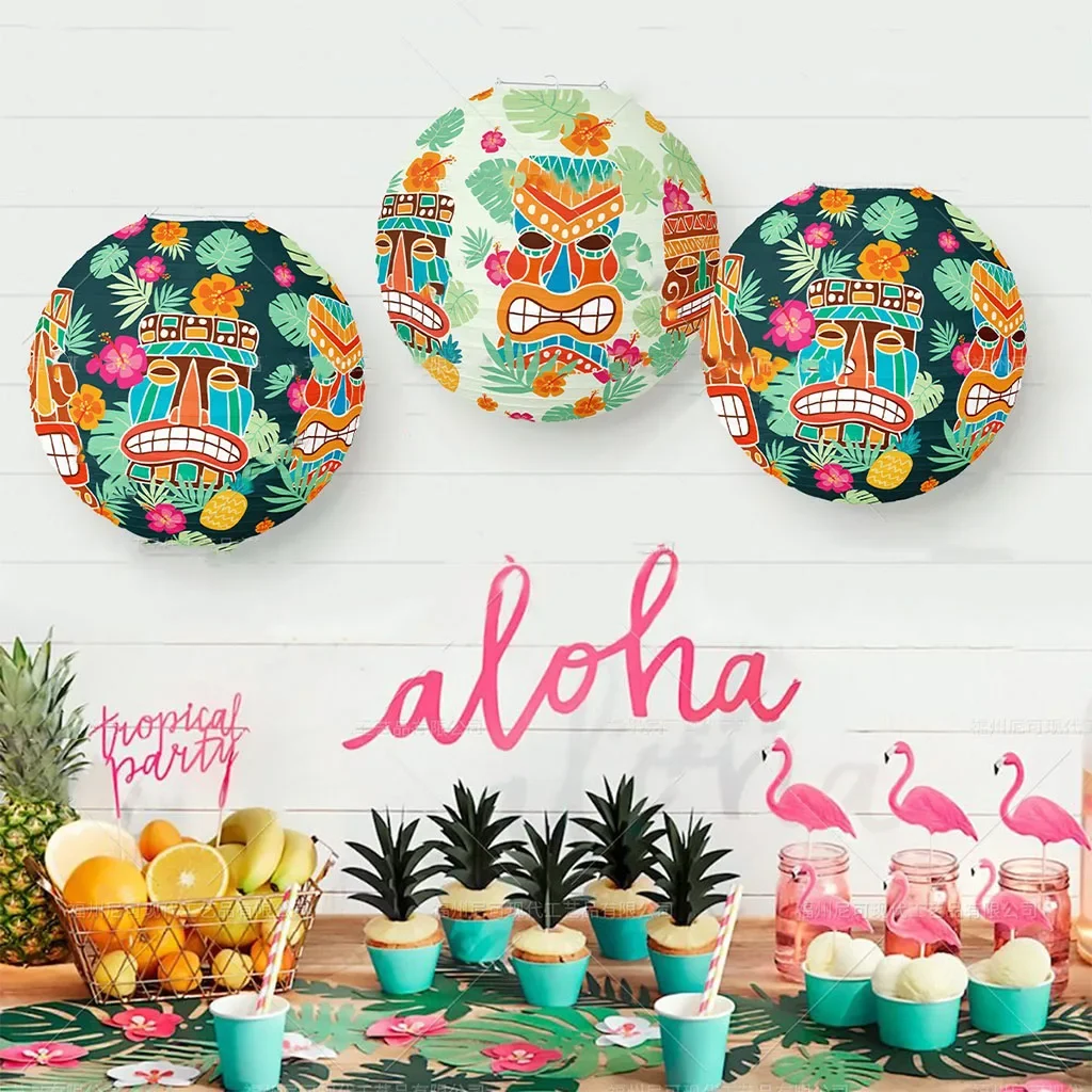 

Hawaiian Lantern Decoration Aloha Happy Hawaii Theme Birthday Party Paper Lanterns Tropical Summer Beach Party Hanging Pendants