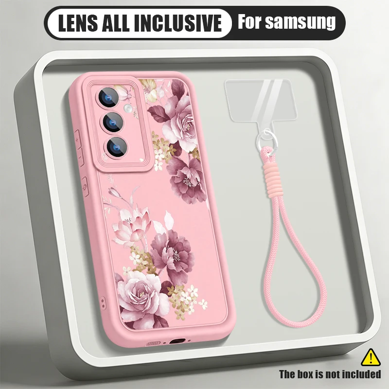Handyhülle mit Blumenmuster für Samsung Galaxy A57 A37 A56 A16 A17 A26 A55 A15 A54 S26 S24 S23 S22 Ultra S25 FE mit Trageband
