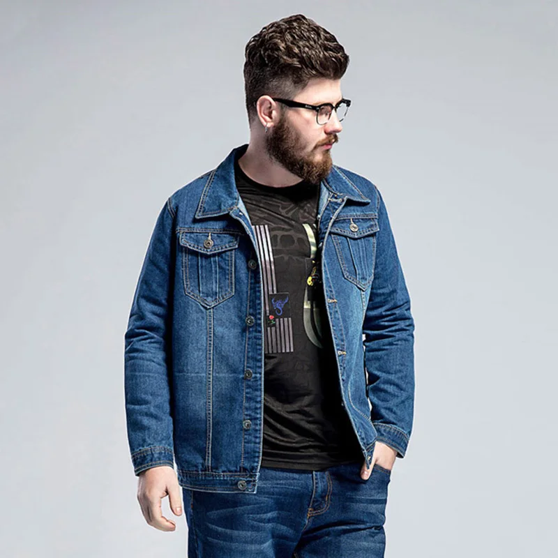 

Jacket Men Large Size 6XL 7XL 8XL Men's Blue Denim Jacket Spring Loose Large Lapel Casual Jacket Fits 135kg Men's Wear