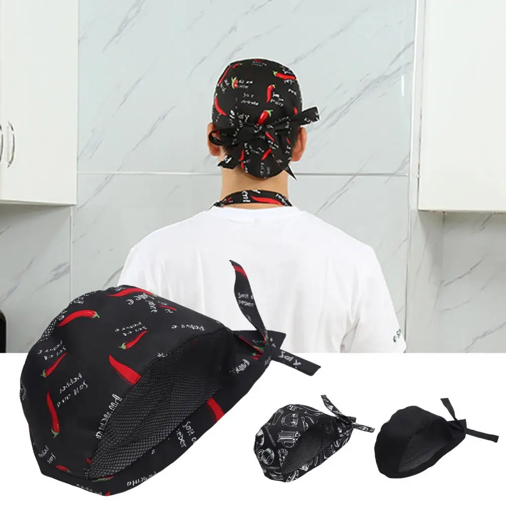 Chef Hat Printing Bouncy Mesh Unisex Prevent Hair Falling Cooking Cap Lace Up Pepper Restaurant Working Hat For Hotel 요리사 모자