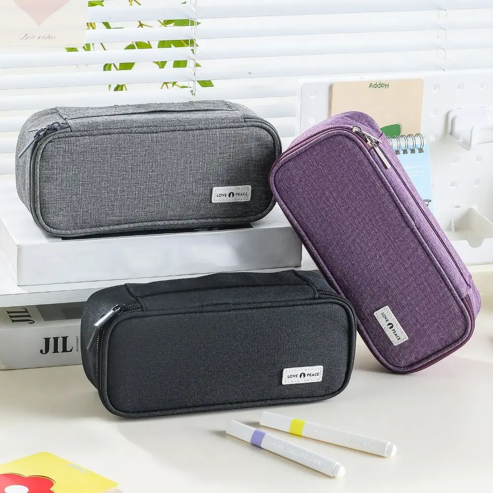 

Simple Pencil Case Large Capacity Portable Stationery Organizer Durable Zipper Closure Pen Organizer Pouch Back To School