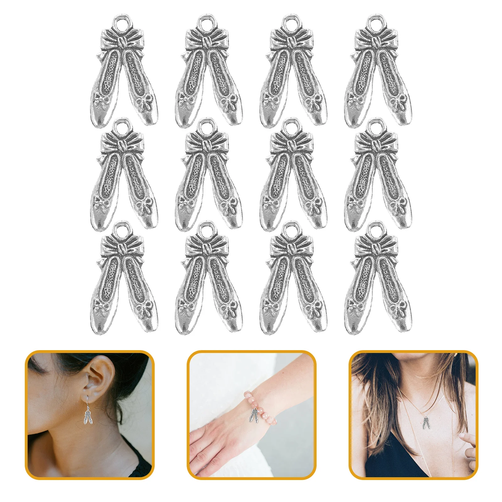 

50Pcs Ballet Shoe Charms Alloy Pendant Accessories for DIY Necklace Making Jewelry Gifts Ballet Shoe Charms Neck Chain Ornament
