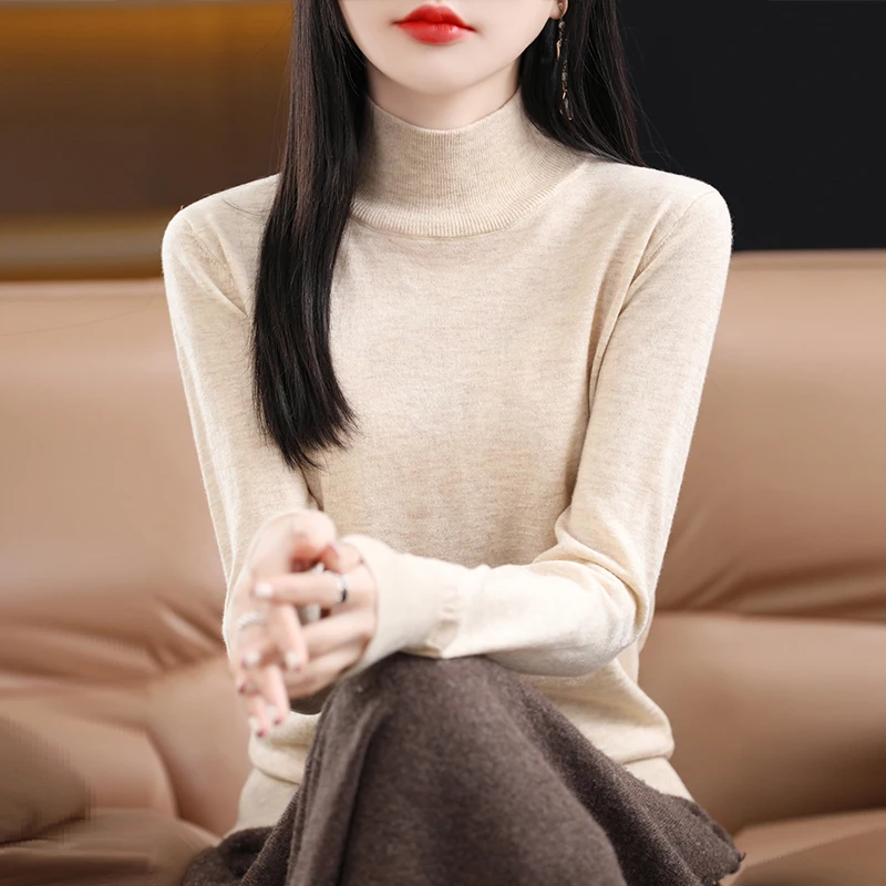 High-quality Spring Women Sweaters 100% Fine Wool Knit Pullovers 2023 Autumn New Thin Soft Woman Cashmere Knitwear Girl Clothes