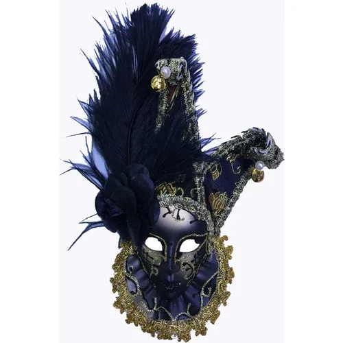 Aydınlı Party Çıngıraklı Decorative Feathered Ceramic Mask Black Color